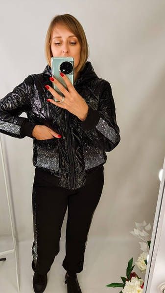 Костюм-куртка і штани Турція зі стразами батал 52-56