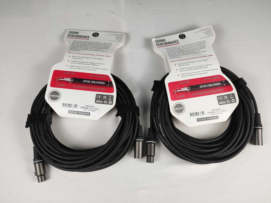 2 Cabos XLR Gator CableWorks 15 m NOVOS