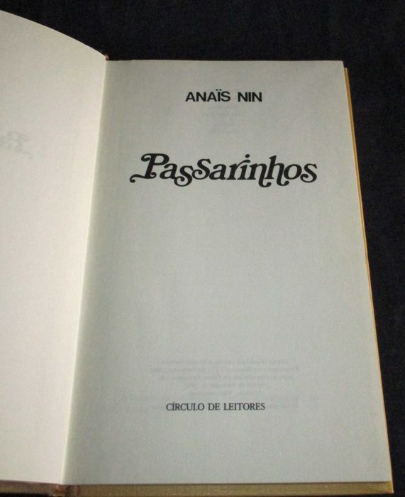 Livro Passarinhos Anaïs Nin Círculo de Leitores