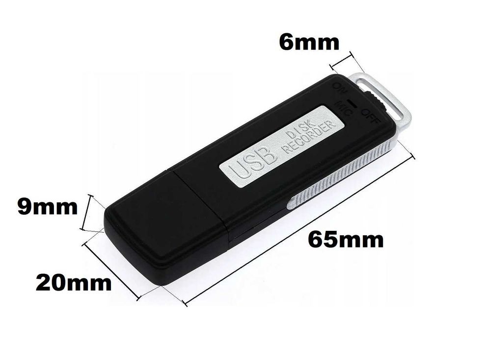 Dyskretny Mini Dyktafon Ukryty Pendrive Podsłuch Szpiegowski 8GB