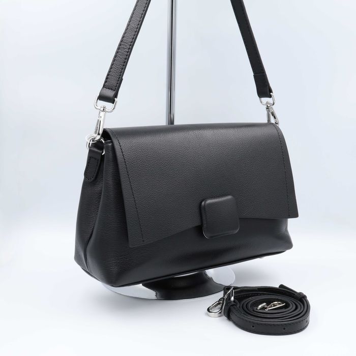 Сумка жіноча шкіряна leather 8536 Black Сумка женская кожаная