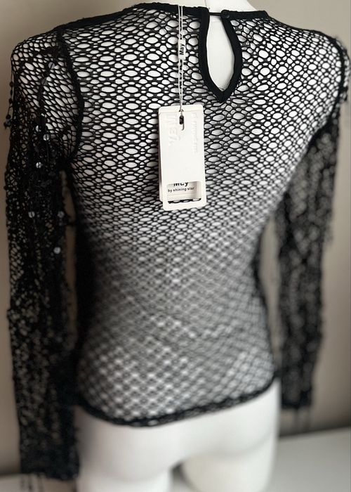 Imprezowy top siateczkowy cekinowy bluzka z cekinami size S