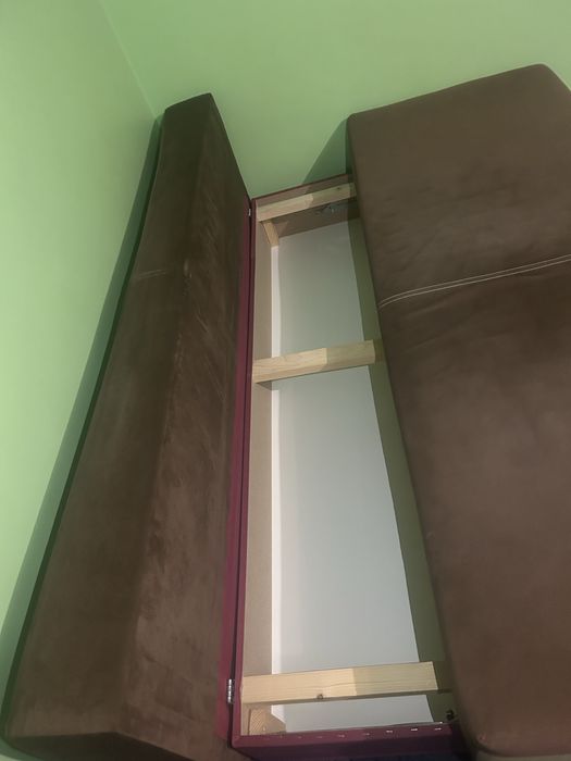 Sofa brązowo zielona