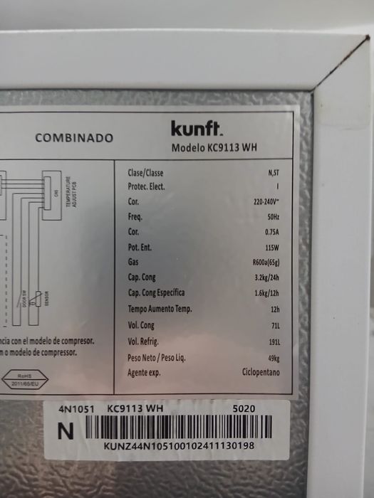 Frigorífico Kunft KC9113 WH