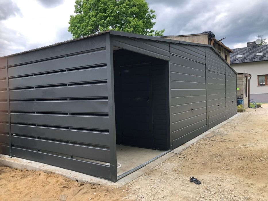 Garaż 9x6+3 m wiaty grafit