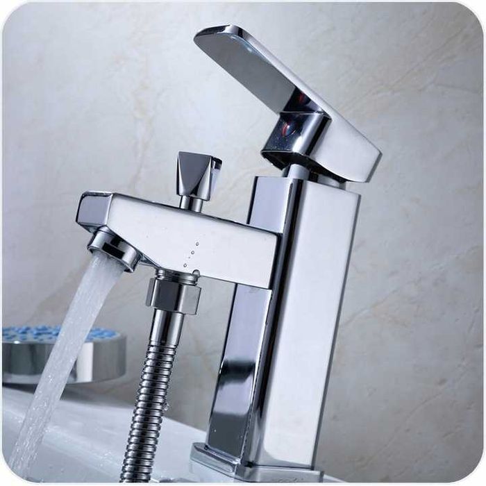 bateria stojąca nablatowa kran do umywalki + zestaw prysznicowy