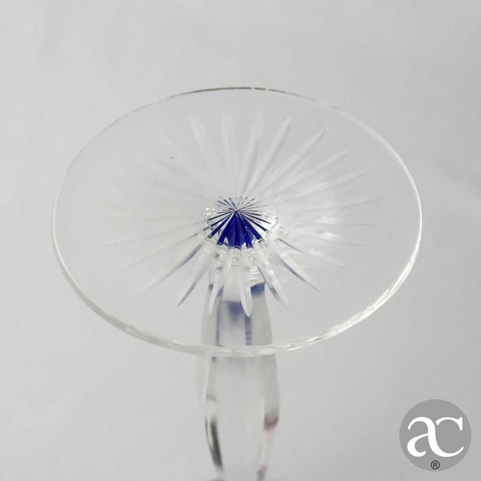 Conjunto de 6 copos Cristal da Bohemia, em Cristal Doublé azul-cobalto