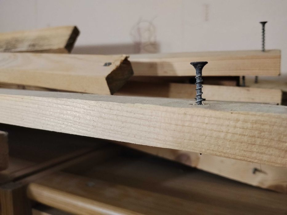 Деревянный сборный стеллаж h=149 см, b=56 см, L=180 см  на 2 полки