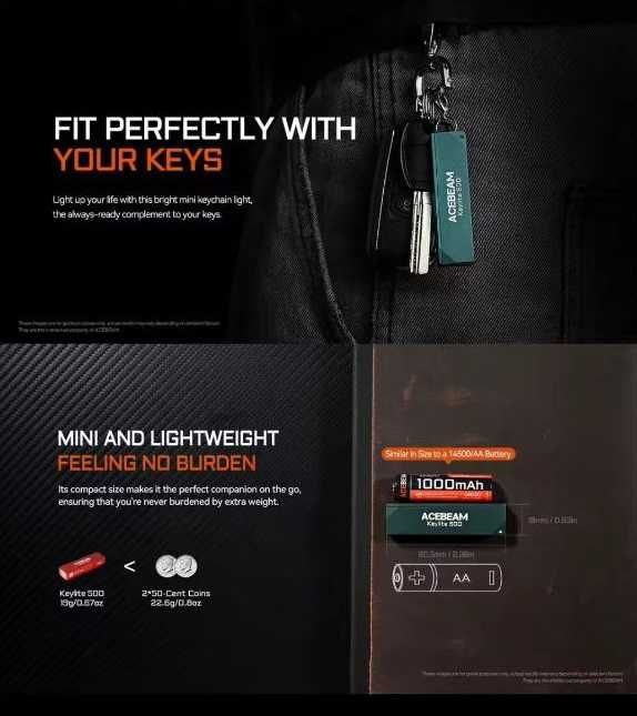 Брелок EDC наключник Acebeam Keylite 500