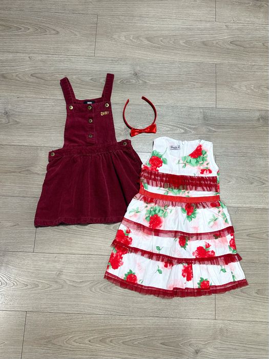 Детский набор на девочку 3-6 лет: дитяча сукня/плаття DKNY; комбінезон