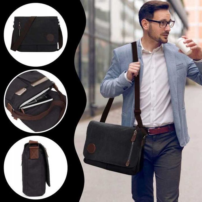 TORBA Męska do Pracy Aktówka A4 Na ramię laptopa listonoszka podróżna