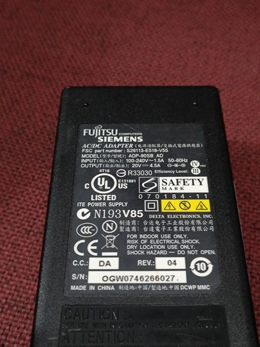 Oryginalny Zasilacz Fujitsu Siemens ADP-90SB AD 20V 4.5A