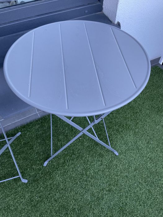 zestaw metalowy taras 3  krzesła i stolik sundso ikea szary metalowy