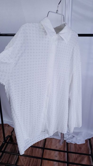 Koszula Damska Biała Oversize Teksturowana Casual Missguided S 36