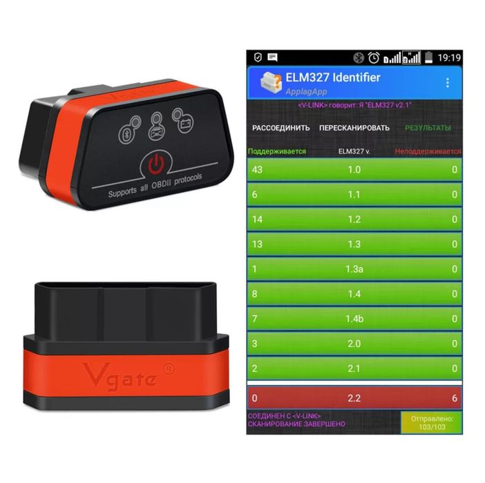 Автосканер Elm 327 OBD2 сканер діагностика авто Iphone, Android