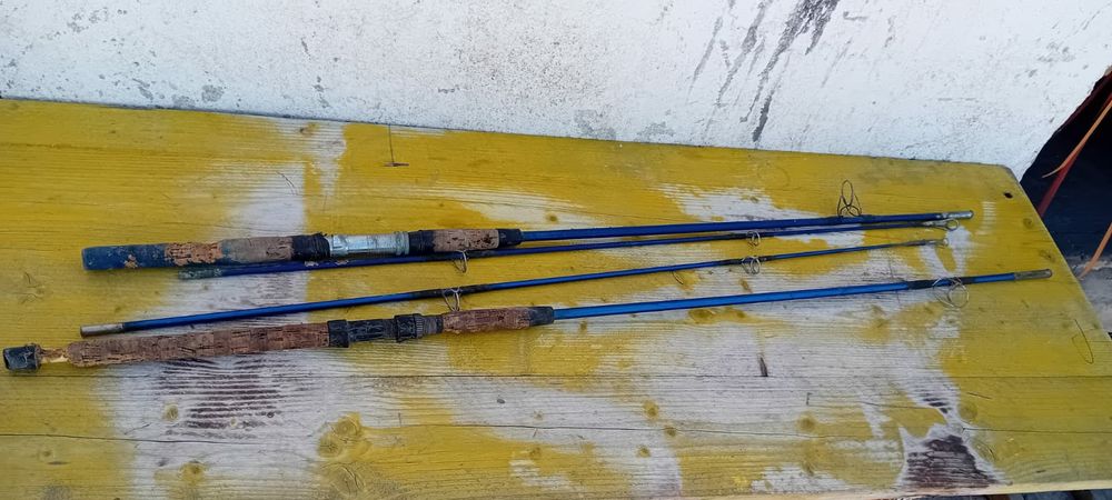 Conjunto diversas canas de pesca