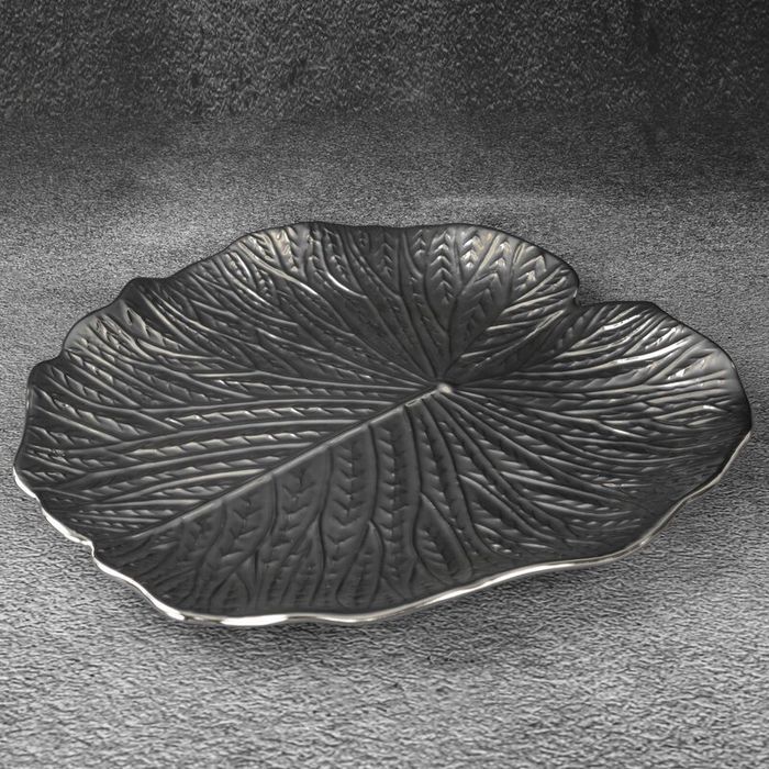 Patera ceramiczna 33x33x2 Kalina srebrna liść