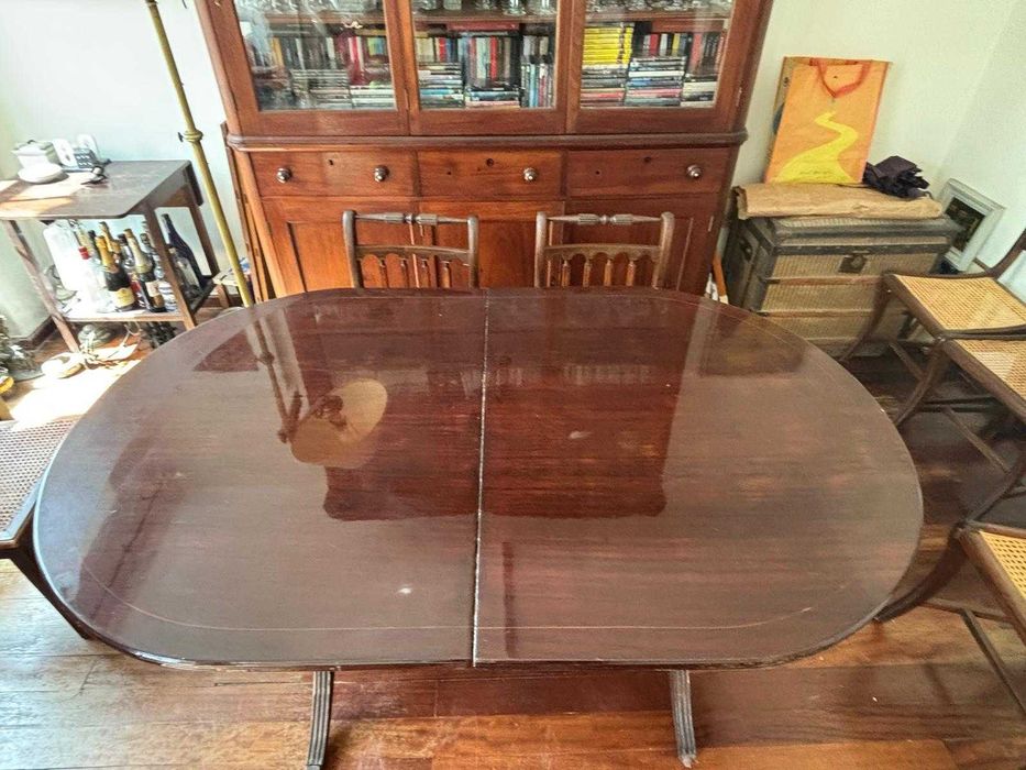mesa de jantar extensível com pés de galo