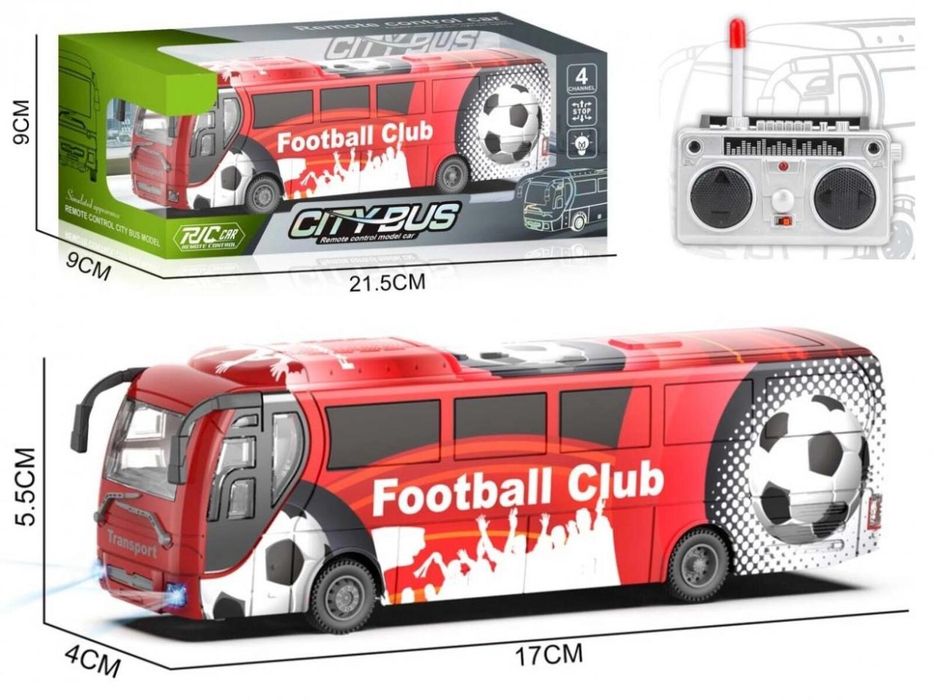 Autobus piłkarski R/C czerwony pudełko,