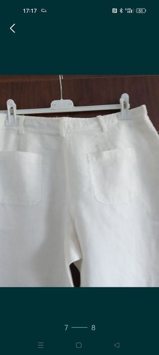 Spodnie lniane 3/4 białe