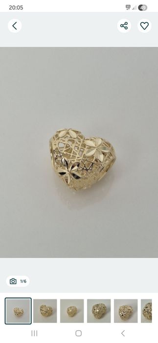 Złoty charms ażurowe serce p. 585