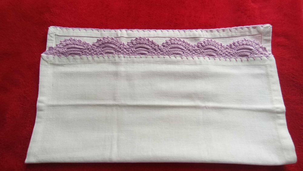 Pano de cozinha com barrado crochê