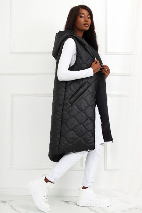 Kamizelka damska pikowana czerń nowość oversize