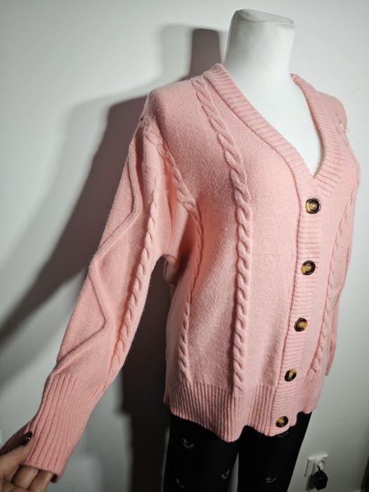 Nowy sweter zapinany  jasny róż new collection roz 3xl-4xl