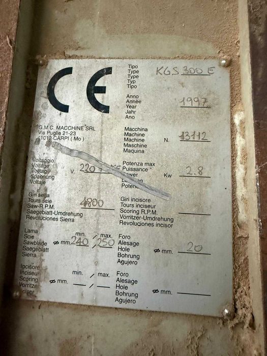 Seccionadora Vertical KGS 300E – 1997 – Industrial
