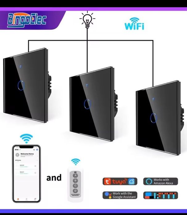 Włącznik dotykowy wifi nowe w folii czarne  3 szt. Komplet