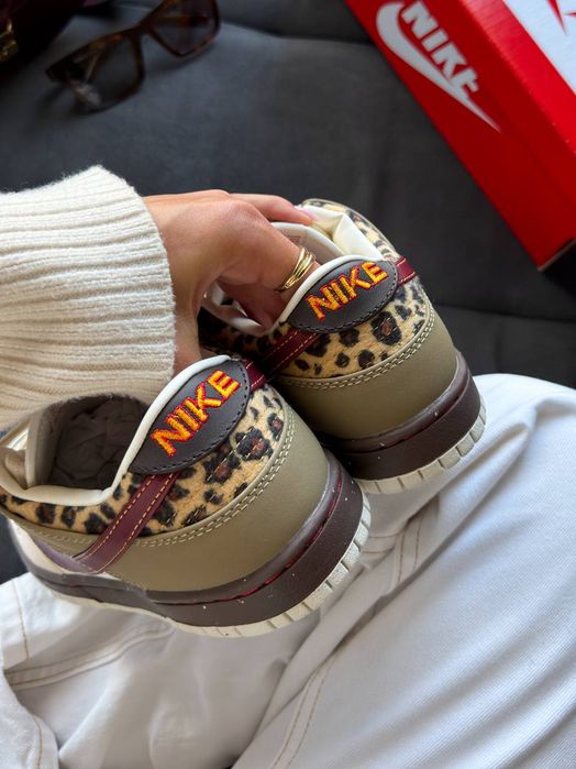 Кросівки Nike Dunk Low khaki leopard premium | Кроссовки Найк жіночі