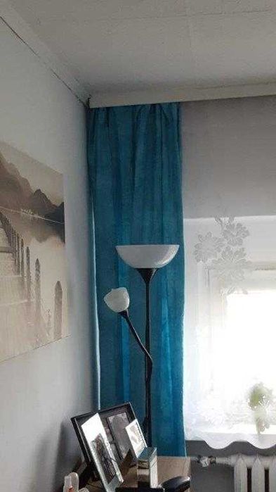 kupon materiału na zasłony turkus blue niebieski kreszowany poliester