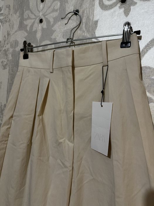 Брюки штани з защіпами білі ZARA