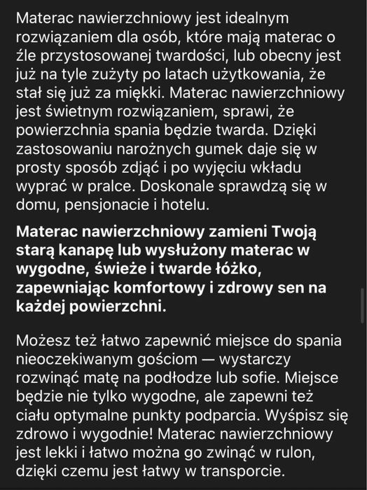 Twarda nakladka na materac