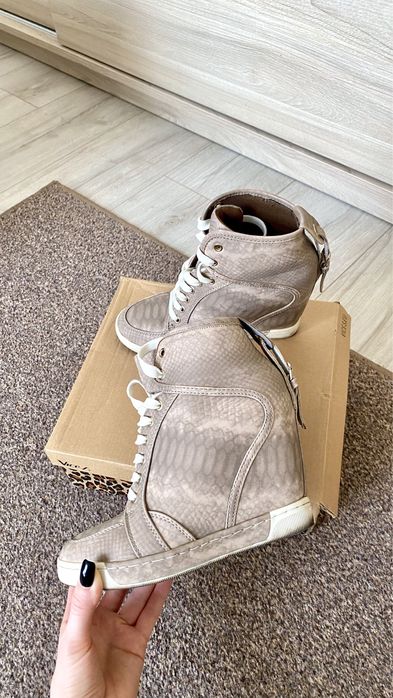 Sneakersy na koturnie damskie wężowy wzór adidasy trampki 37 snikersy