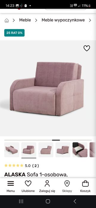Sofa jednoosobowa rozkładana  Alaska