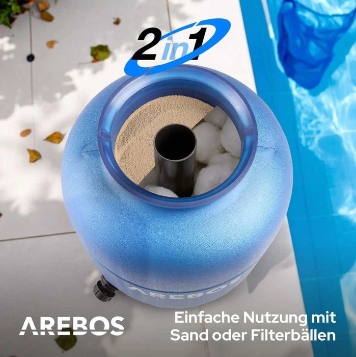 System filtrów piaskowych AREBOS 350W 9500L/h 7-drożny