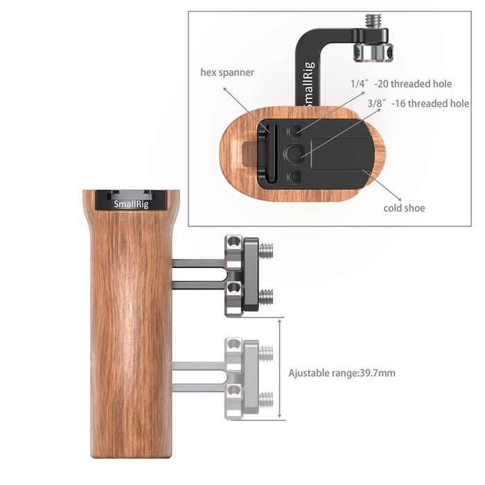 Деревʼяна ручка для камери SmallRig HSN2093C 2093