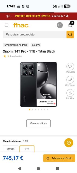 Xiaomi 14T Pro estado impecável com caixa