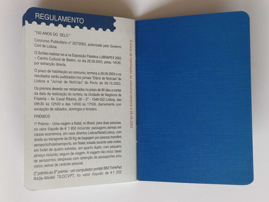 Filatelia - Passaporte filatélico Lubrapex 2003