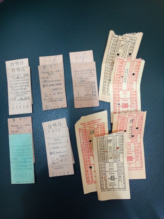 Bilety kartonikowe rok 1982;85;87