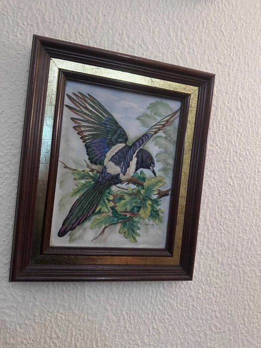 Conjunto de quadros com relevo em porcelana