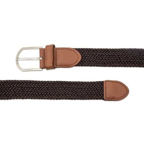 Cinto elástico com acabamentos em pele sintética e aço