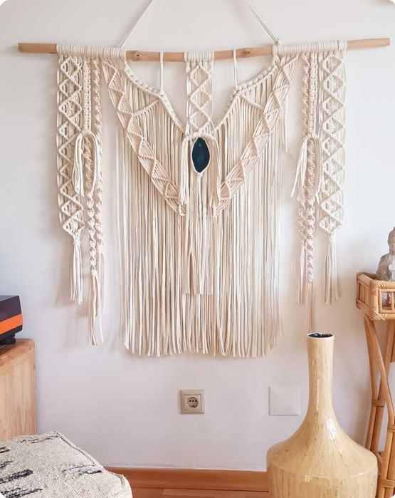 Macramé cru lindo com Ágata azul novo