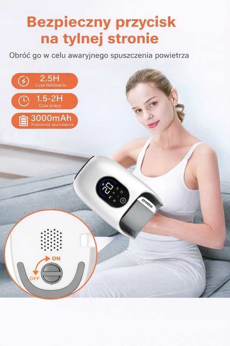 Elektryczny masażer dłoni kompresja powietrzna relaks premium