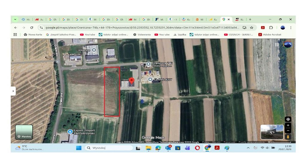 Działka przemysłowa budowlana 8399 m²  strefa  Gliwice /Przyszowice