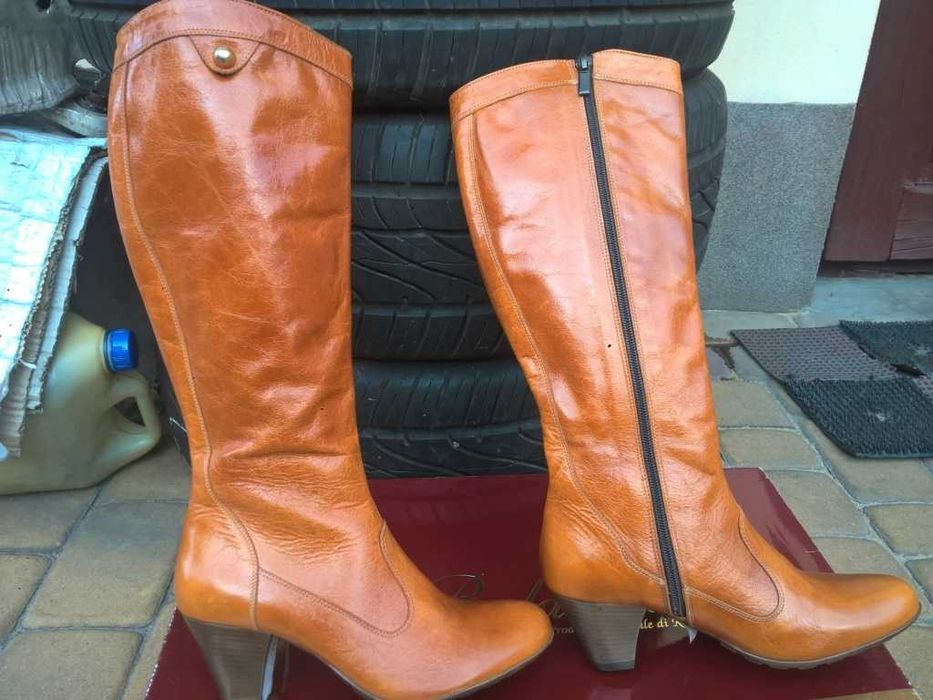 NOWE Buty-Kozaki KOWBOJKI 37 Naturalna skóra100% MIODOWY I-Klasa Gw.6m