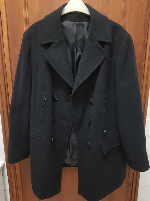 Casaco comprido mulher lã fazenda preto