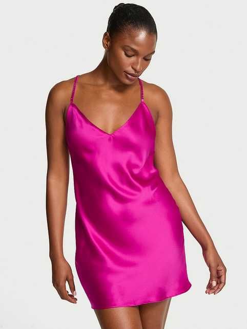 Victoria's Secret пеньюар комбинация XS Very Sexy Crystal Bow Satin Mini Slip Dress