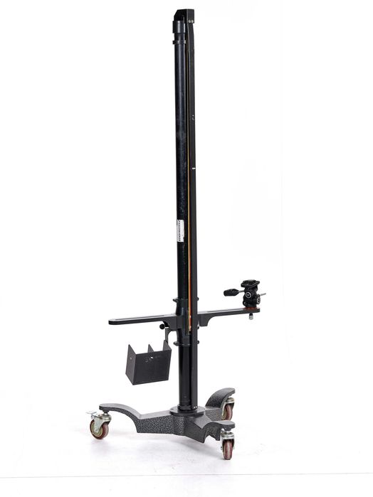 Statyw kolumnowy studyjny na kółkach + głowica Manfrotto MHXPRO-3W + półka